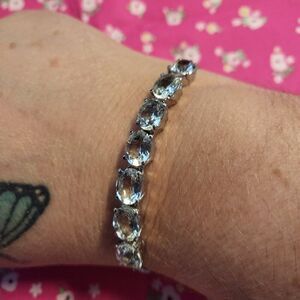 Sky Blue Topaz Stainless Steel Bolo Bracelet
